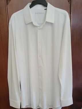 Men's White Long-Sleeve Dress Shirt  Designed In ITALY XL